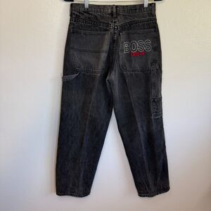Vtg Hugo Boss USA Carpenter Jeans 90s Y2K Black Denim Pants Sz 30 Workwear Baggy